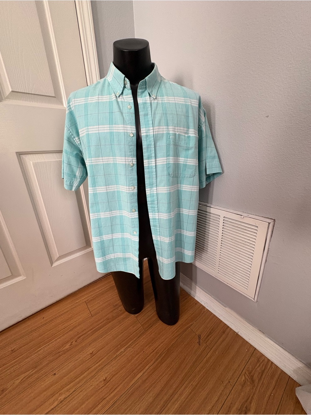 Nantucket Oxford 100% Cotton Men’s Short-Sleeve Button-Down Plaid Shirt XL